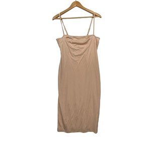 Sexy Beige Fitted Slip Bodycon Midi Dress for Womens NWOT